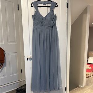 Azazie Women’s Dusty Blue Chiffon Bridesmaid/MOH Dress Size 14 EUC